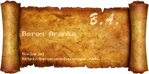 Beros Aranka névjegykártya